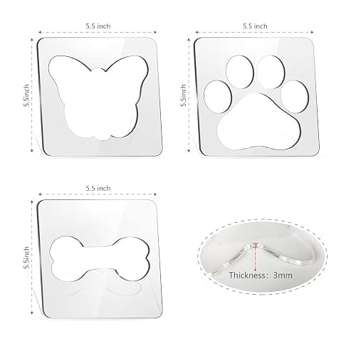 3Pcs Free Motion Quilting Rulers and Templates Set Butterfly Pet Footprint Bone Pattern 1/8 inch Thick Acrylic Quilting Templates for Domestic Sewing Machines with Non-Slip Grips (Style B)… thumbnail 2