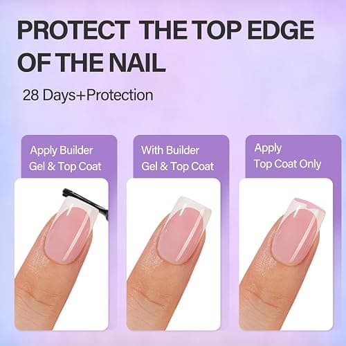 Vansiho Pink French Gel Nails Kit - Short Square French Tip Press on Nails, Nail Gel, Top Coat and Nail Lamp for Gift and Nail Art DIY thumbnail 4