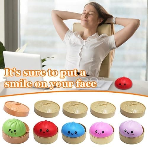 Dumpling Squishies, Glitter Dumpling Mystery Box, Colorful Dumplings Stress Balls Fidget Sensory Toy, Easter Basket Stuffers, Stocking Stuffers with Food Steamer Stretchy Desk Toys thumbnail 5