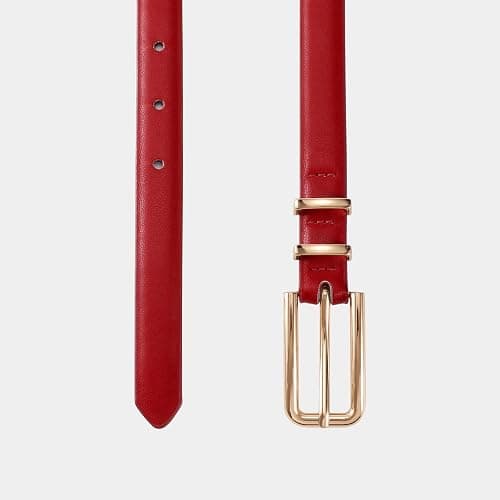 JASGOOD Women's Skinny PU Leather Belt Thin Waist Belt with Gold Buckle for Jeans Pants Dresses 0.7 thumbnail 3