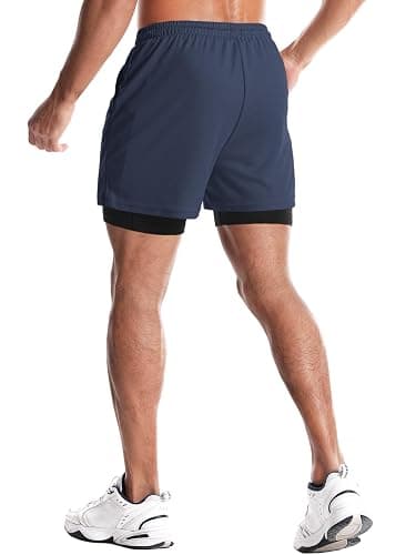 Aolesy Men's Gym Shorts with Liner 5"/7"/9" Lightweight Running Shorts Mesh Workout Athletic Shorts with Pockets thumbnail 2