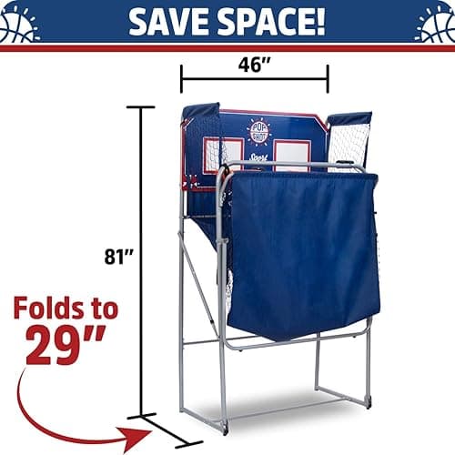 Pop-A-Shot - Dual Shot Sport | Arcade Basketball Game for Home | Paddle Scoring Hoop, 10 Game Modes, 4 Balls | Foldable for Easy Storage | Fun for All Players thumbnail 6