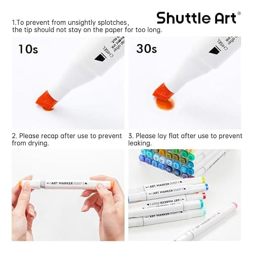 Shuttle Art 206 Colors Alcohol Markers, 204 Colors Dual Tip Art Marker Set Plus 2 Colorless Blender, Micro-tip Pens, White Highlighter Pens, Marker Bag Perfect for Students Adults Coloring thumbnail 8