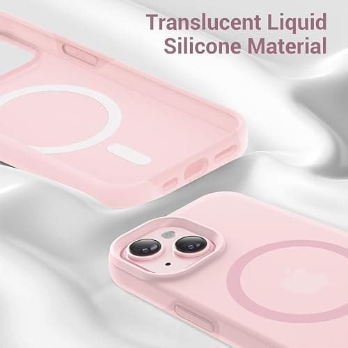 jaroco for iPhone 15 Case,with Magnetic[Liquid Silicone][Compatible with MagSafe] [Military Grade Drop Protection] Translucent Matte Shockproof Phone Cover Phone Case-Pink thumbnail 4
