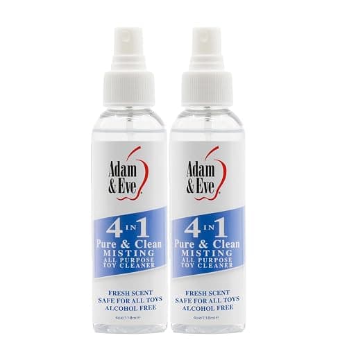 Adam & Eve Sex Toy Cleaner, 4 In 1 Pure And Clean Misting Spray, Fast Acting Misting Spray For Adult Toys, Vibrators, Dildos, Fresh Scent, Water Based Formula Perfect for Gifting, 4 oz (Pack of 2) - Image 1