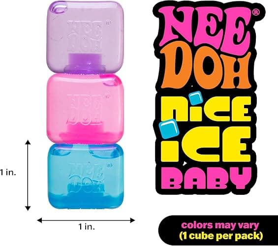 Schylling NeeDoh Nice Ice Baby - Sensory Squeeze Toy - Single Mini Nice Cube in Assorted Colors - Ages 3+ (Pack of 3) thumbnail 2