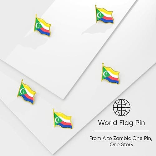 Comoros Flag Lapel Pin - Enamel Metal National Badge | World Travel Souvenir Gifts for Men & Women | Country Flag Patriotic Brooch Bulk Pack of Pins for Hat, Tie, Clothes, Backpack (1pc) thumbnail 6