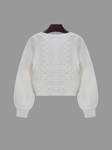 SOLY HUX Cardigan Sweaters for Women Cropped Tie Front Bow Lightweight Cardigan Long Sleeve Trendy Fall Shrugs thumbnail 2
