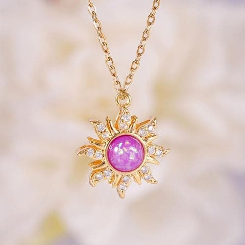 Rapunz Sun Necklace for Women Tangled Necklace Sun Necklaces Opal Pendant Neckalces Healing Crystal Necklaces Christmas Trendy Jewelry thumbnail 7