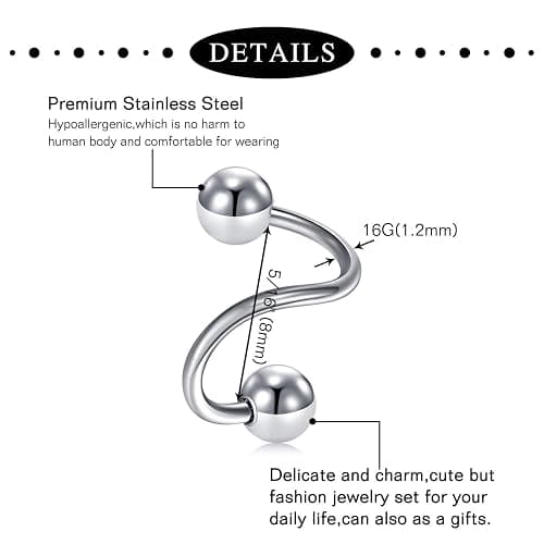 Mayhoop 16g Cartilage Earrings - Men Women Surgical Stainless Steel Tragus Piercing Jewelry Stud Hoop Forward Helix Rook Daith Conch Earrings thumbnail 5