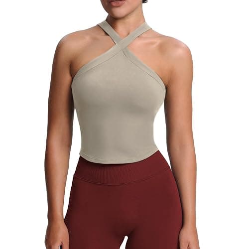 Aoxjox Women's Workout Cross-Neck Sport Bras Fitness Elanor Bra Yoga Crop Tank - Image 1