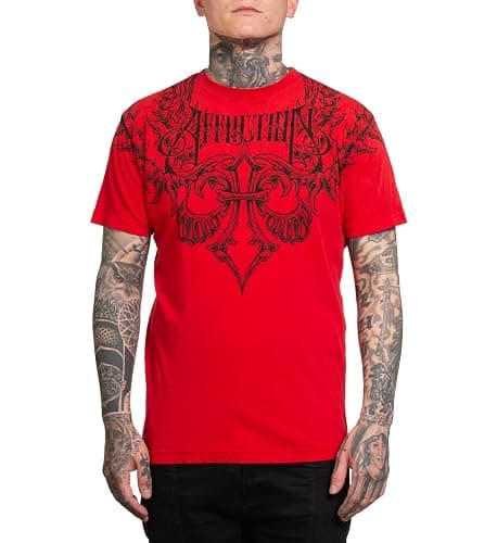 Affliction Men's T-Shirt, Vintage Gothic Cross Vault Design, Short Sleeve Graphic Print, Y2K - Image 1