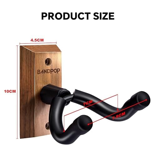 Bandpop Guitar Wall Mount - Black Walnut Guitar Hanger with 5pcs Picks for Acoustic, Electric, Bass, Banjo, Mandolin thumbnail 7