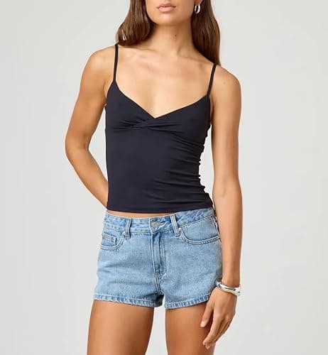 Giraropa Women Summer Basic Cami Shirt Sexy Sleeveless Spaghetti Strap V Neck Tank Top Y2K Slim Fit Going Out Crop Tops thumbnail 2