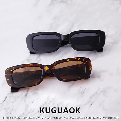 KUGUAOK Retro Rectangle Sunglasses Women and Men Vintage Small Square Sun Glasses UV Protection Glasse thumbnail 6