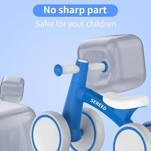 SEREED Baby Balance Bike for 1 Year Old Boys Girls 12-24 Month Toddler Balance Bike, 4 Wheels Toddler First Bike, First Birthday Gifts - Blue New thumbnail 6