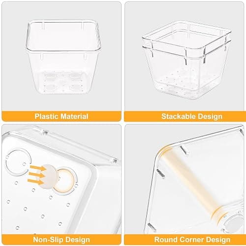 SMARTAKE 22-Piece Drawer Organizer with Non-Slip Silicone Pads, 5-Size Clear Desk Drawer Organizer Trays Storage Tray for Makeup, Jewelries, Utensils in Bedroom Dresser, Office and Kitchen, Clear thumbnail 5