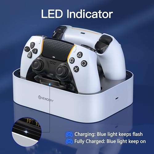 NEWDERY for PS5 Controller Charger Station Compatible with Dualsense Edge, Fast Charging Dock Stand with Cable, Dual Charging Station for PlayStation 5 & DualSense Edge Controller thumbnail 6