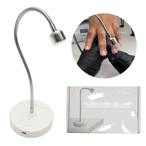ALLKEM Flash Cure UV Nail Lamp – Gooseneck Gel Nail Light – Cordless Rechargeable LED Curing Lamp for Home & Salon Use – Silver, 3W thumbnail 2
