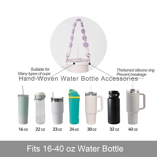 PWMENLK Charms Accessories for Stanley Cup, Versatile Cup Holder with Strap for 14oz, 30oz, 40oz Water Bottle thumbnail 3