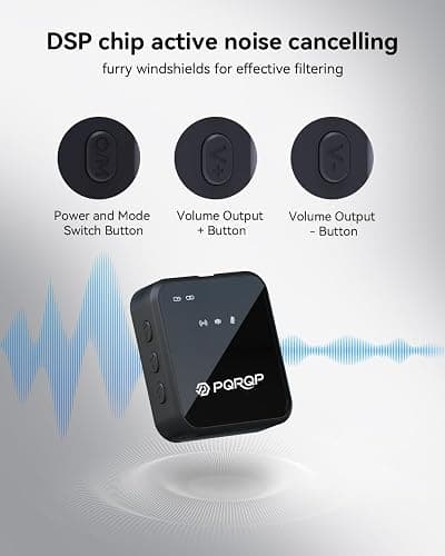 PQRQP 3 in 1 Microphone for iPhone/Android/Camera, Wireless Microphones, 328ft Transmission, 18H Battery Life, Mini Microphone for Record Interview, Vlogs, YouTube, Tiktok thumbnail 2