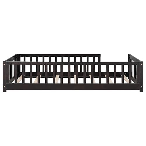 Twin Size Kids Montessori Floor Bed (Walnut) thumbnail 6