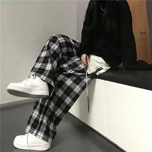Woman Casual Plaid Y2K Baggy Pants - Goth Grunge Clothes Pajamas Streetwear thumbnail 5