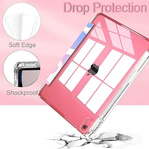 Feams for iPad (A16) 11th Generation 11 Inch 2025, iPad 10th Generation Case 10.9 Inch 2022, Slim iPad A16 Case Clear Back Cover with Pencil Holder & Auto Sleep, Pink Cow Print thumbnail 3