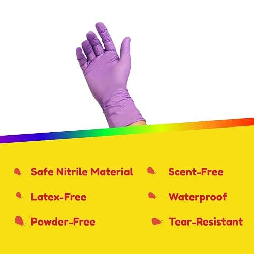 Hygloss Kids Disposable Gloves, 100 Pcs Colorful Nitrile Glove for Kid, Small Size Latex-Free, Powder-Free Gloves for Tie-Dye, Crafts, Cooking, Cleaning - Age 5-12 thumbnail 5