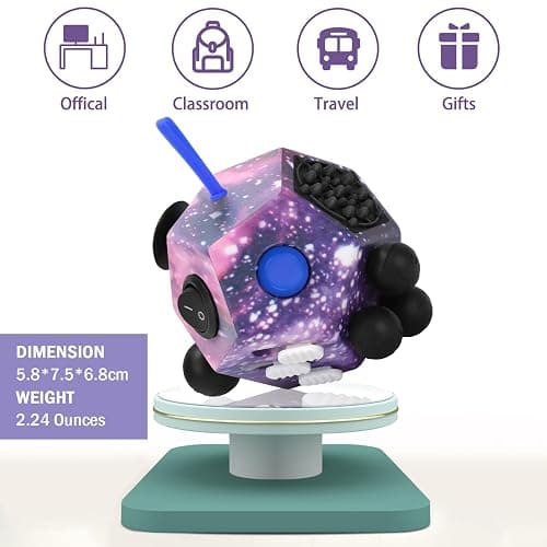 VCOSTORE Fidget Cube with 12 Sides, Original Fidget Toys Cube, Adult Infinity Magic Toys, Anti Stress Cube for Children and Adult with ADHD, ADD, ASD, ADHD thumbnail 5