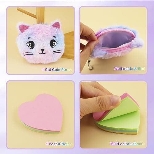 PJDRLLC Cat Diary with Lock, Gift for 6 7 8 Year Old Girl, Secret Diary Journal Notebook with Coin Purse, Multicolored Pen, Post-it Note, Stickers, Practical Gift for Birthday (A Happy Cat) thumbnail 7