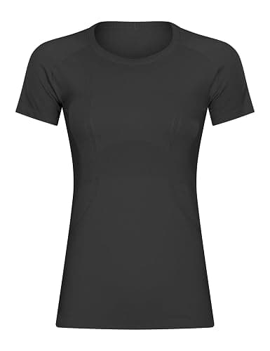 LUYAA Women's Workout Tops Long Sleeve Shirts Yoga Sports Breathable Gym Athletic Top Slim Fit - X-Small - Black-short thumbnail 2