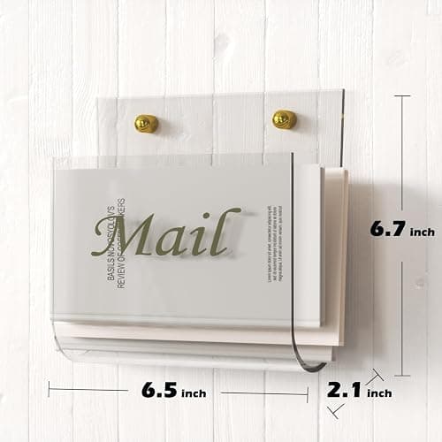 Cociat Acrylic Mail Holder for Wall Clear Hanging 6.6 X 2.2 Inch Mail Organizer Wall Mounted File Holder thumbnail 3