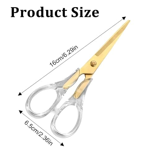 Heavy Duty Gold Craft Scissors - Clear Acrylic Professional Shears for Home, School, Office, Paper, Fabric thumbnail 3