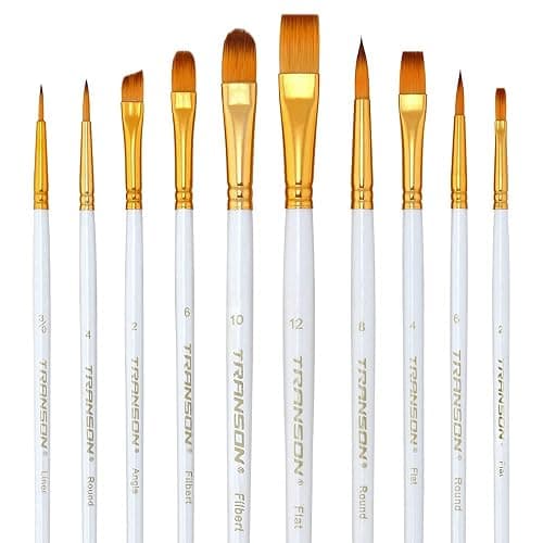 Transon 20pcs Artist Painting Brush Set for Acrylic Watercolor Gouache Hobby Craft Face Rock Painting White thumbnail 8