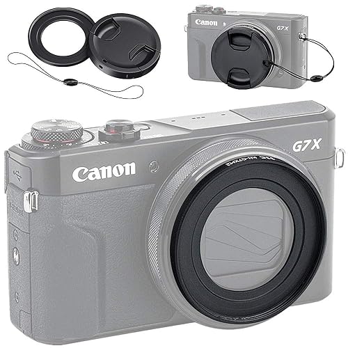 Metal 49mm Filter Lens Adapter with Cap for Canon PowerShot G7X III II G5X | Aluminium Alloy G7XM3 G7XM2 G7X G5X 49mm Filter Adapter, w Snap-On Lens Cap & Cap Keeper String,Installing UV CPL ND Filter - Image 1
