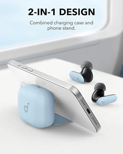 Soundcore P30i by Anker Noise Cancelling Earbuds, Strong and Smart Noise Cancelling, Powerful Bass, 45H Playtime, 2-in-1 Case and Phone Stand, IP54, Wireless Earbuds, Bluetooth 5.4 (Blue) thumbnail 2