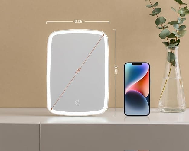 NEZZOE Rechargeable Makeup Mirror with Lights, Portable Travel Lighted Vanity Mirror, Dimmable Touch Screen Tabletop LED Make up Mirror - One Light thumbnail 6