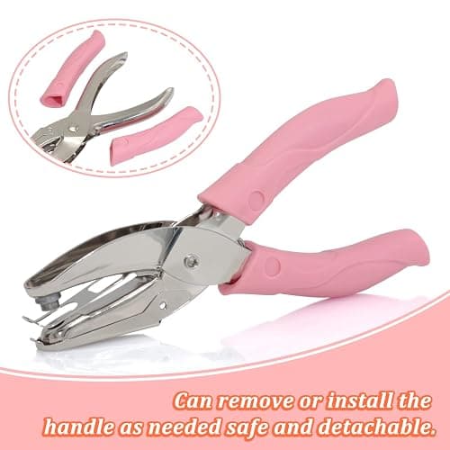 CheeMuii 3 Pieces Metal Handheld Paper Punch Single-Hole Tag Punch Set with Plastic Handle for Circle Holes for DIY Craft Tag thumbnail 3