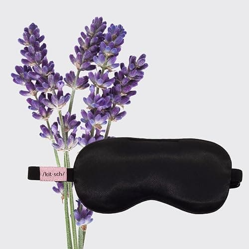 Kitsch Weighted Satin Sleep Mask - Weighted Eye Mask for Sleeping and Travel - Lavender Sleeping Mask for Women and Men - Light Blocking, Adjustable Strap, Ultra-Soft, Black (4.1oz/116g) thumbnail 7