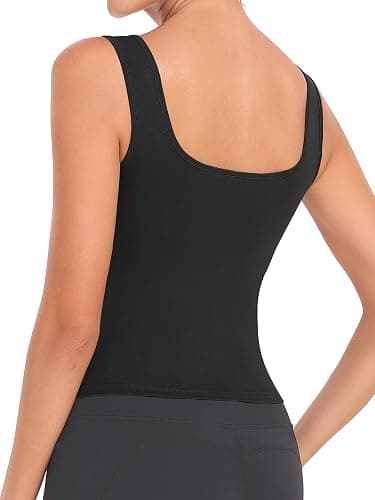 Joviren Cotton Workout Crop Tank Top for Women Racerback Yoga Tank Tops Athletic Sports Shirts Exercise Undershirts 4 Pack thumbnail 4