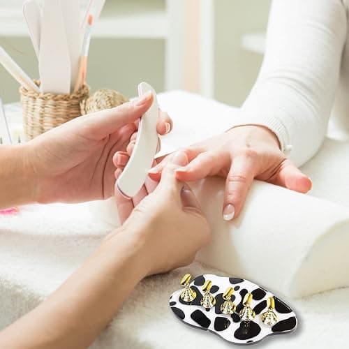 2Set Acrylic Nail Stands for Press on Nail Kit Nail Holder for Painting Nails Golden Alloy Nail Holder Magnetic Nail Display Practice Stand False Nail Tip Stand Nail Art Tool DIY for Homes and Salons thumbnail 4