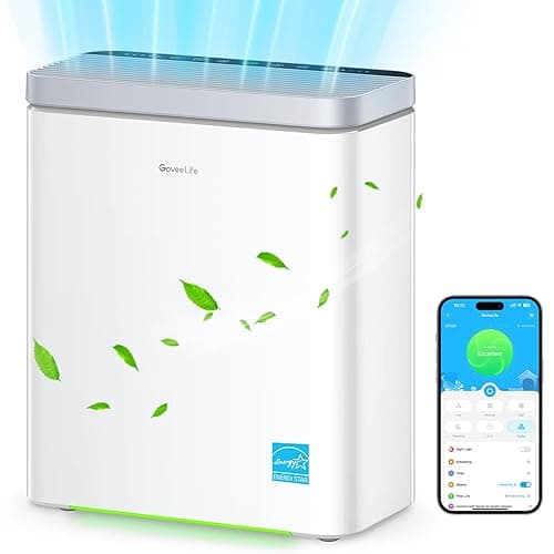 GoveeLife Smart Air Purifier for Home Large Rooms, Covers up to 1046 ft², PM2.5 Monitor, Sleep Mode, 3-in-1 Filter Air Purifier with App and Alexa Control for Pet Hair, Odors, Pollen and Smoke - With PM 2.5 Sensor