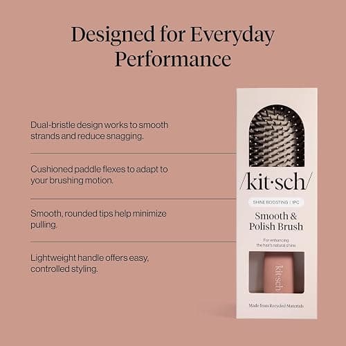 Kitsch Smooth & Polish Brush – Dual Bristle Detangler Brush, Shine & Frizz Control – Vegan Boar & Nylon Hair Brush with Cushioned Pad for Scalp Massage – Hair Care Tool for All Hair Types - Terracotta thumbnail 3
