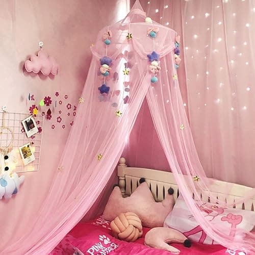 LINWIN Cute Plush Door Curtain, Self-Adhesive, Kawaii Plush Bows Stars Balls Door Curtain for Girls Bedroom 32.5" W x 34.5" L thumbnail 5