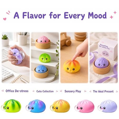 Colorful Yellow Squishy Dumplings Mystery Box,New Dumplings Squishys Blow Bubbles,Toy Dumplings Stress Balls Fidget Sensory Balls,Rainbow Dumplings,Cute Anxiety Relief Fidget thumbnail 5