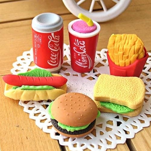 Cllayees 72 Pcs Assorted Food Pencil Erasers Toy Set, Cake Dessert Fruit Puzzle Erasers Toys for Kids Reward Party Favors (Food) thumbnail 5