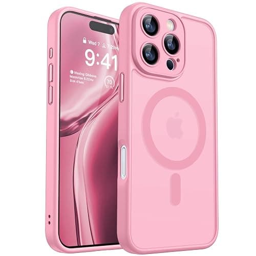 CANSHN Magnetic for iPhone 16 Pro Case, Upgraded [Full Camera Protection] [Compatible with Magsafe] [Translucent Matte] Shockproof Protective Phone Case for iPhone 16 Pro 6.3" - Pink - Image 1