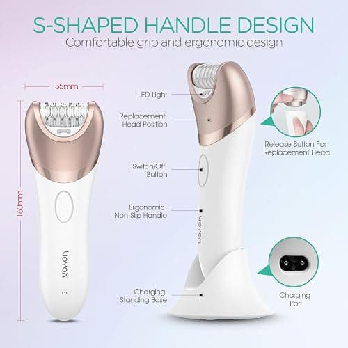 VOYOR Epilator for Women, 3 in 1 Epilator Hair Removal for Women, Epilators Hair Remover for Leg Arm with 30 Tweezers, Rechargeable & Cordless Electric Lady Shaver & Trimmer BM300 (Champagne Gold) thumbnail 7