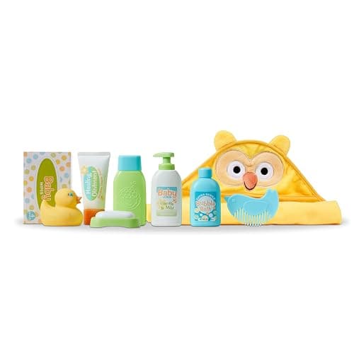 Melissa & Doug Mine to Love Changing & Bathtime Play Set for Dolls – Diapers, Pretend Shampoo,Wipes, Towel, More (19 pcs) thumbnail 4